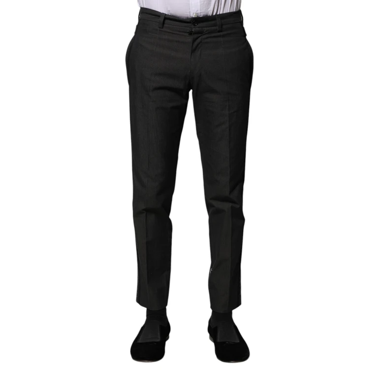 Dolce & Gabbana Gray Cotton Patterned Formal Pants - Men