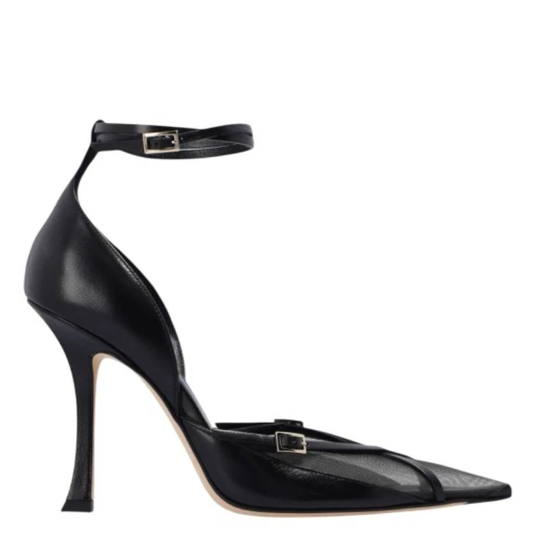 X Mugler Leather and Mesh Pumps
