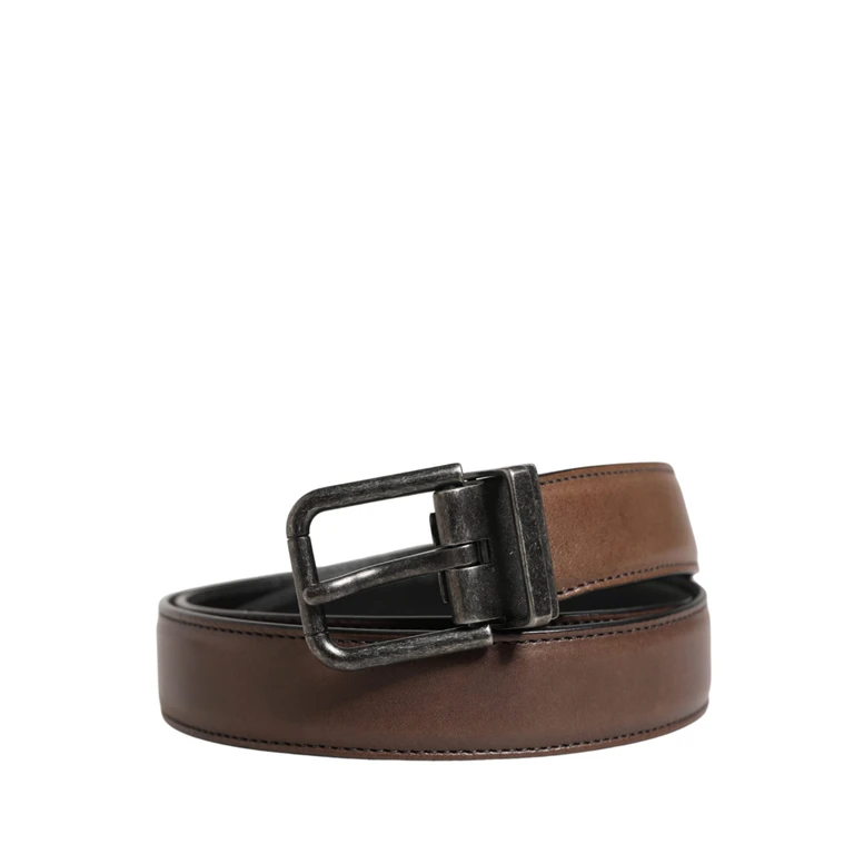 Dolce & Gabbana Men Brown Classic Leather Metal Buckle Belt Calf - Men