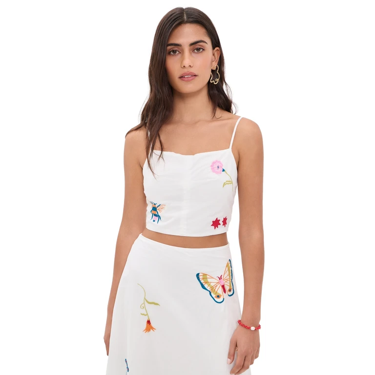 Cleobella Sage Top Montecito Embroidery Motif M
