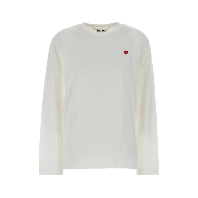 Comme Des Garcons Play White Cotton T-Shirt Exterior - Women