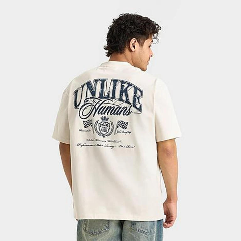 Unlike Humans Men's Motor Graphic T-Shirt in Off White Size: Small