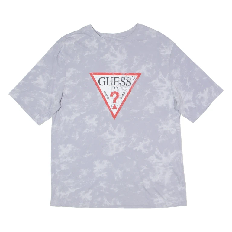 GUESS Mens Tie Dye T-Shirt Grey Crew Neck M