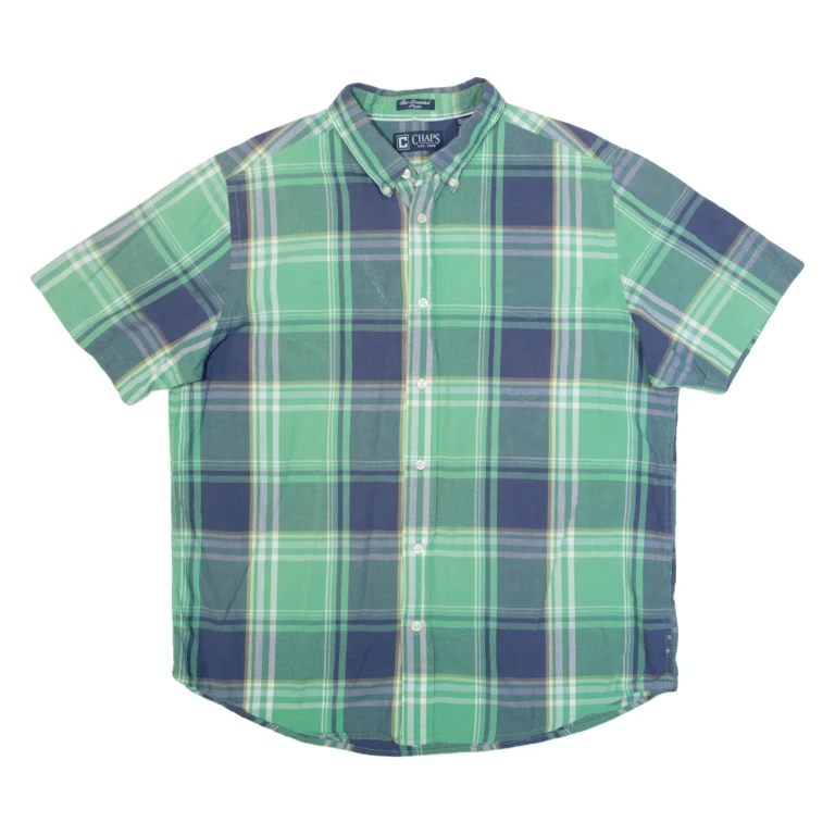 CHAPS Mens Shirt Green Check L