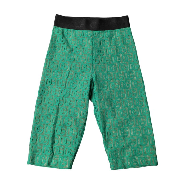 Dolce & Gabbana Green Logo Monogram Cropped Tights Underwear Cotton Nylon Elastane Clothing - Women