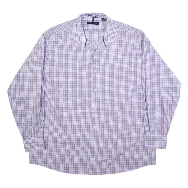 TOMMY HILFIGER Mens Shirt Blue Check Long Sleeve XL