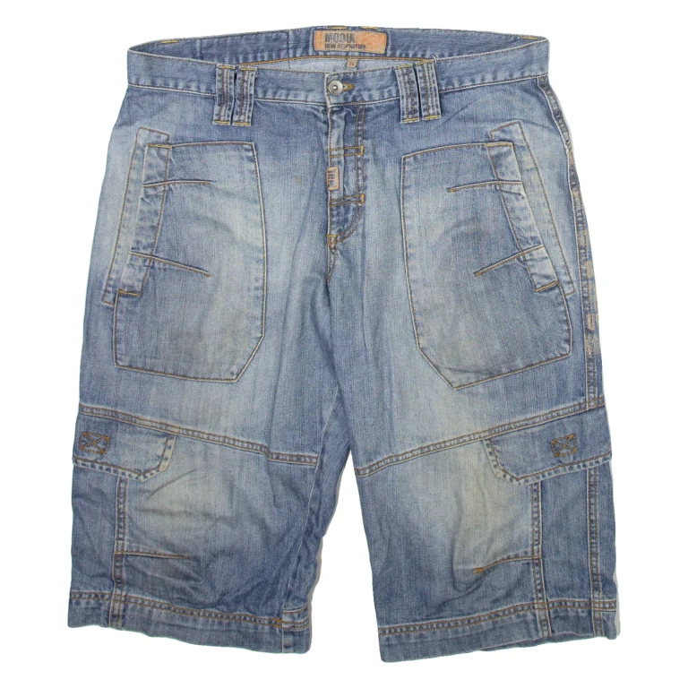 MOGUE Mens Denim Shorts Blue Relaxed M W34