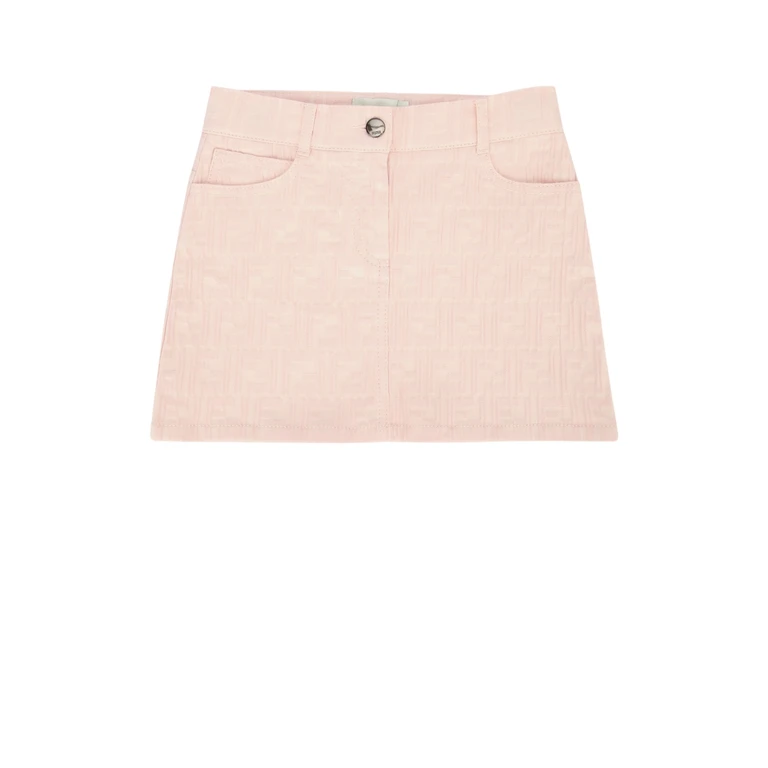 Fendi Kids Gonna Ff Cotton Deni Rosapeony Gonne