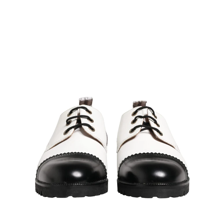 Dolce & Gabbana Black White Leather Derby Shoes And - Women