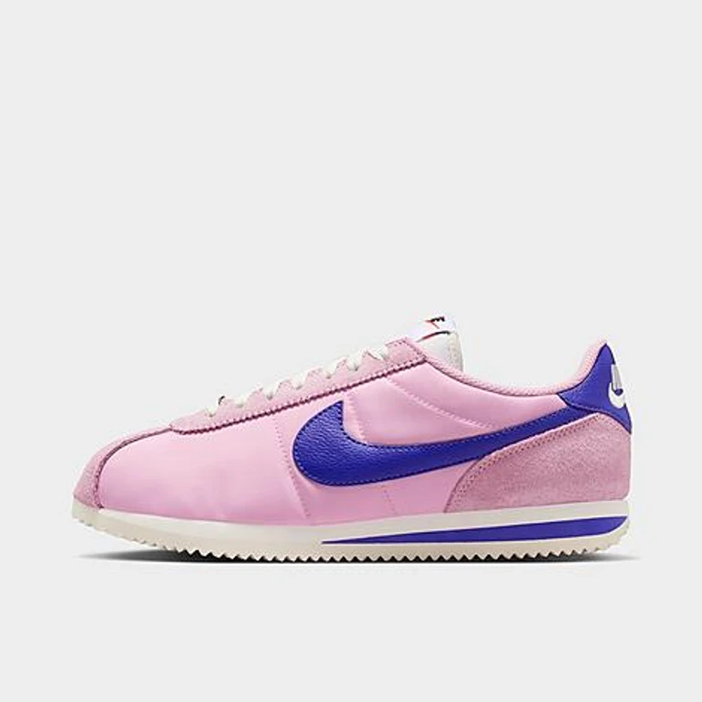 Nike Women's Cortez Textile Casual Shoes in Light Arctic Pink/Sail/Paramount Blue Size: 5.0