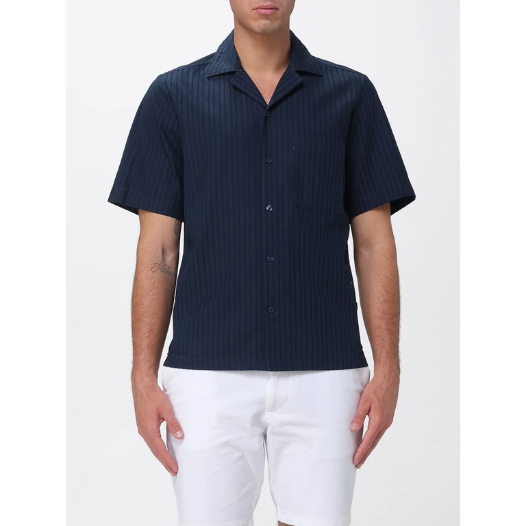Slim Fit Short-Sleeved Cotton Bowling Shirt with Cuban Collar (50559321404)
