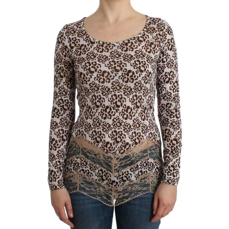 Roberto Cavalli Brown Longsleeved Lace Top Modal - Women