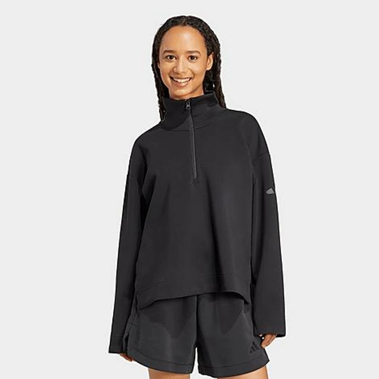 adidas Women's Sportswear Soft Lux Quarter-Zip Jacket in Black Size: XXS