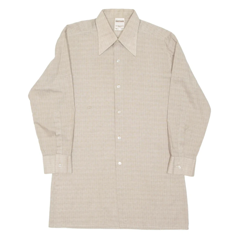 ACKERMANN Mens Shirt Brown Check Long Sleeve M