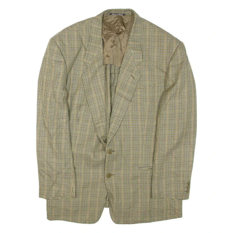 Mens Blazer Jacket Green Houndstooth XL