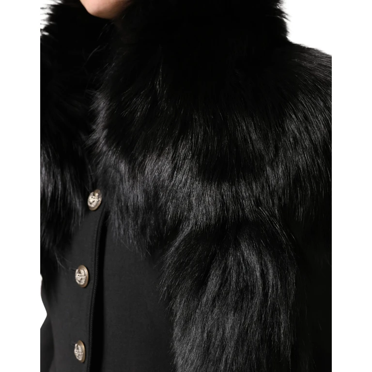 Dolce & Gabbana Black Fox Fur Neck Wrap Warmer Winter Scarf - Women