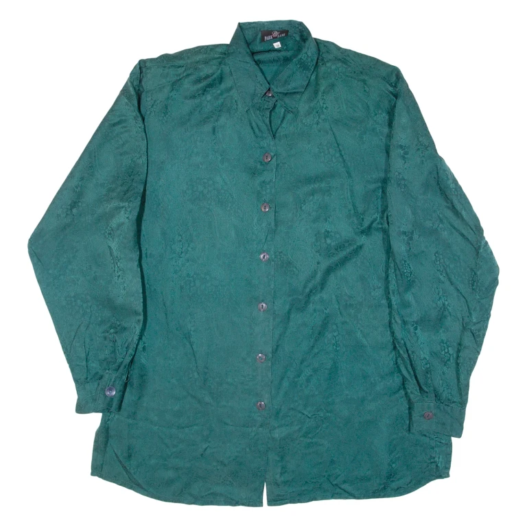 PARK LANE Womens Shirt Green Paisley Long Sleeve M