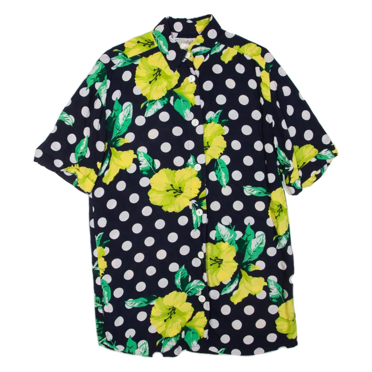 RASPBERRY COLLECTION Womens Shirt Dress Blue Floral Short Sleeve Short S