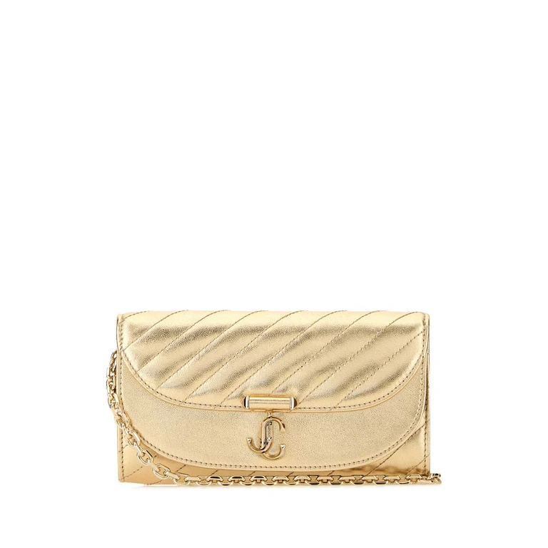 Jimmy Choo Gold Leather Avn Curve Clutch Goldshinygold - Women