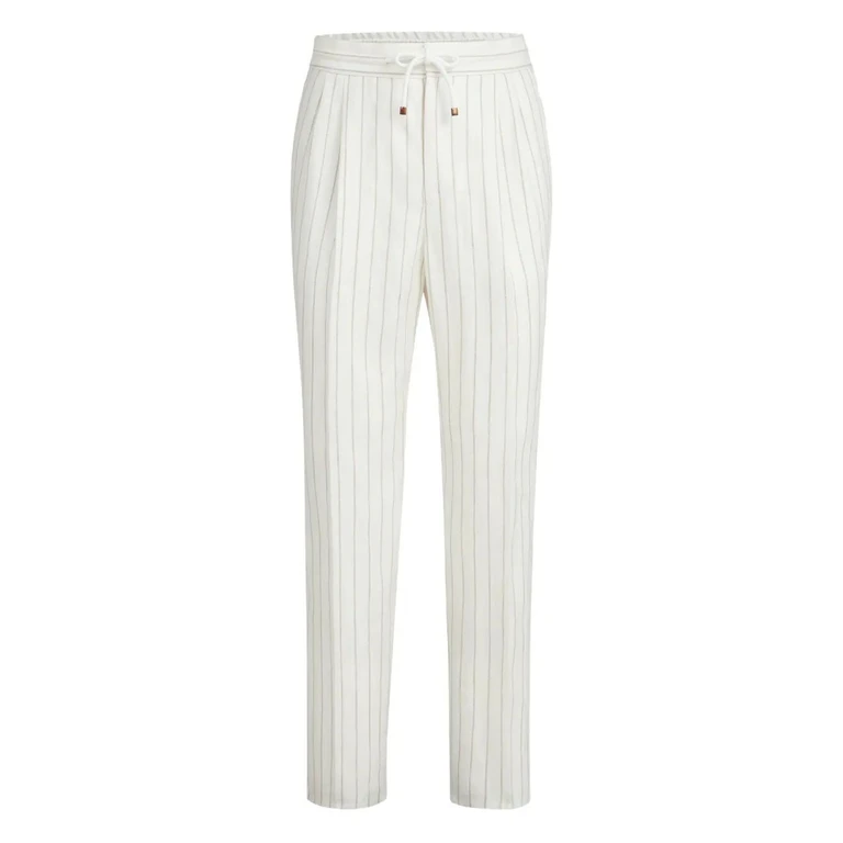 Brunello Cucinelli Stripe Linen Pants With Drawstring And Double Pleat (MZ412E1710)