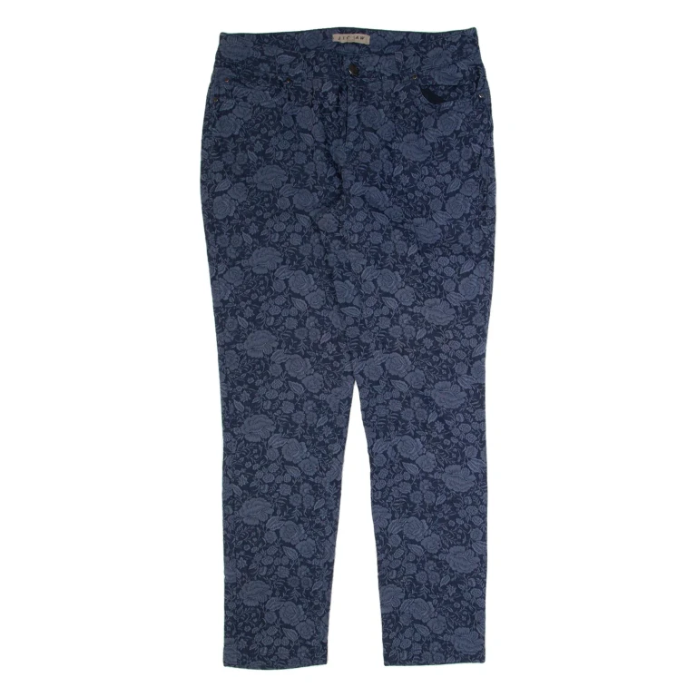 JIGSAW Floral Womens Trousers Blue Slim Tapered W30 L27