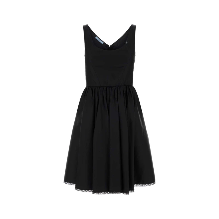 Prada Black Re-Nylon Mini Dress Nero Exterior: Abiti - Women