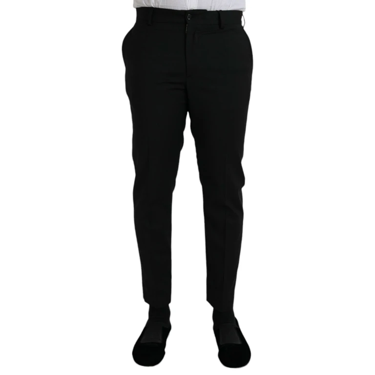 Dolce & Gabbana Black Wool Slimfit Dress Formal Pants Virgin - Men