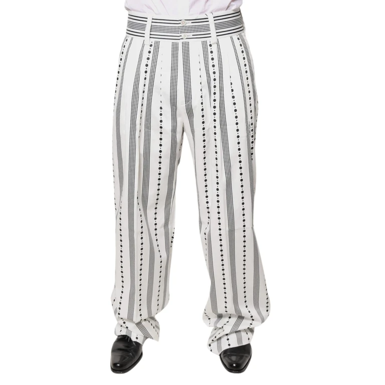 Dolce & Gabbana White Straight Formal Dress Pants Black/white - Men