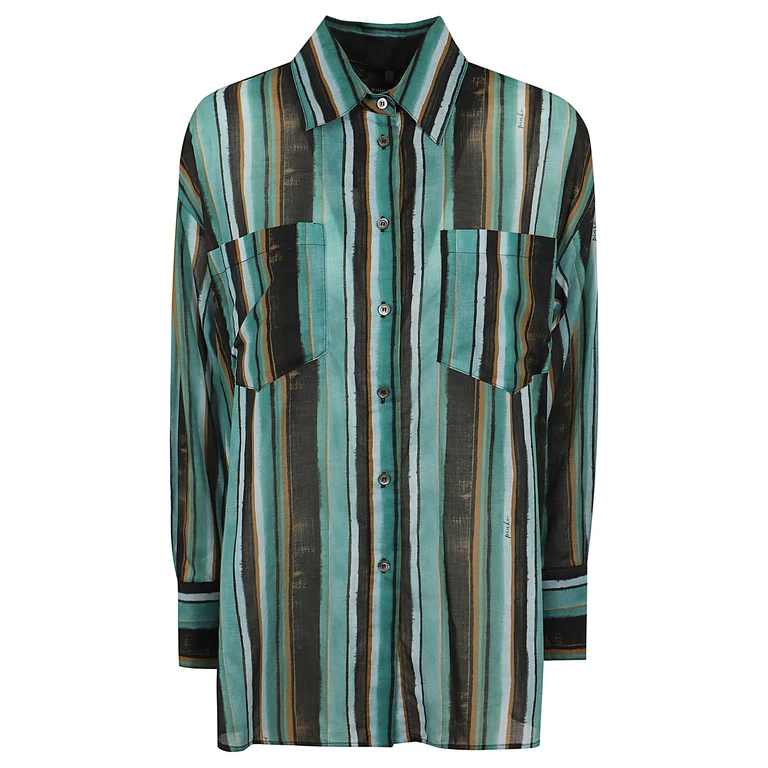 Pinko Rieti Camicia Mussola Stampa R Green Cotton - Women