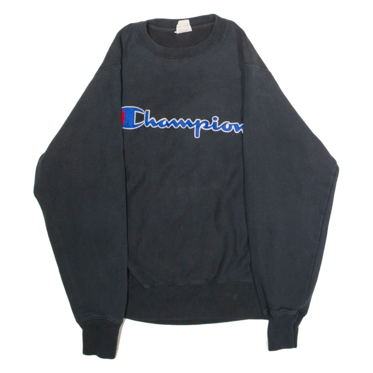 CHAMPION REVERSE WEAVE Mens Sweatshirt Black Crew Neck S