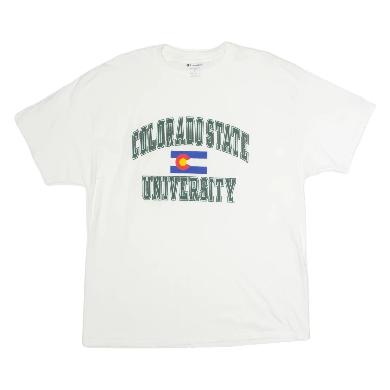 CHAMPION Colorado State University Mens T-Shirt White USA Crew Neck XL