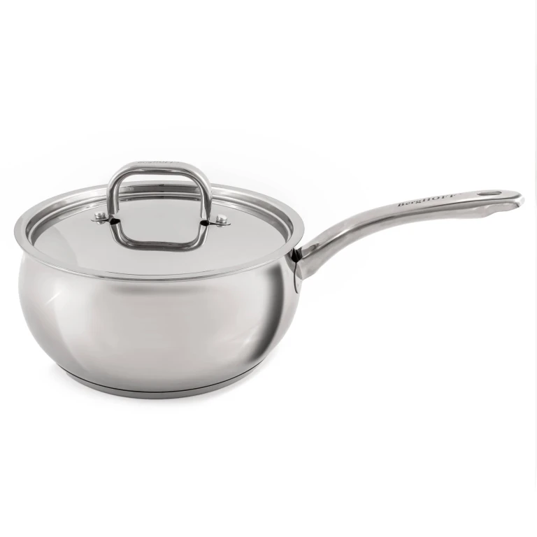 Belly Shape 18/10 Stainless Steel 8" Sauce Pan with SS Lid, 3.2qt.