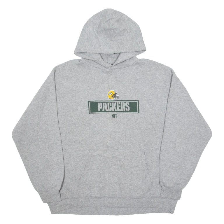 NFL Green Bay Packers Mens Grey Hoodie L