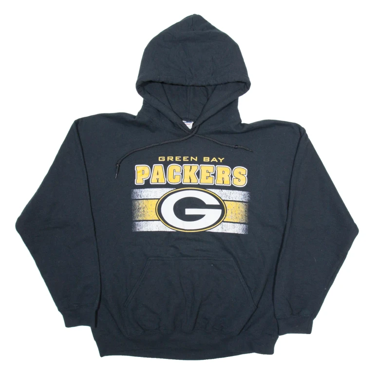 GILDAN Green Bay Packers Mens Black Hoodie USA L