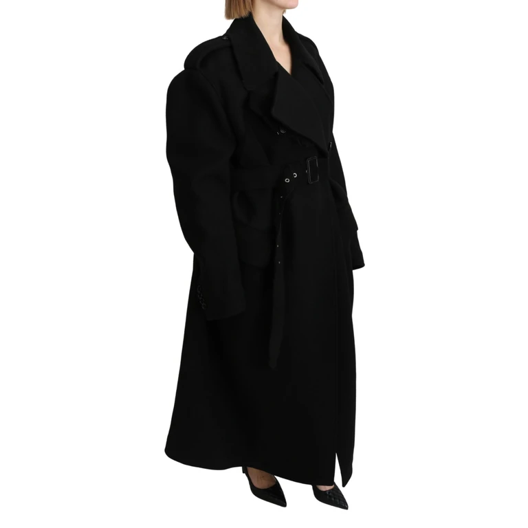 Dolce & Gabbana Virgin Wool Black Blazer Trenchcoat Jacket Clothing - Women