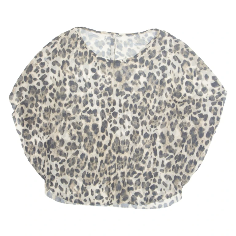 Cheetah Womens Printed Blouse Beige Animal Print M