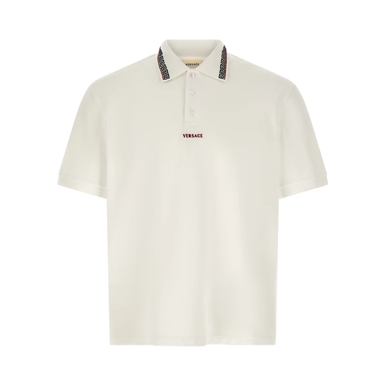 White Cotton Polo Shirt - Men