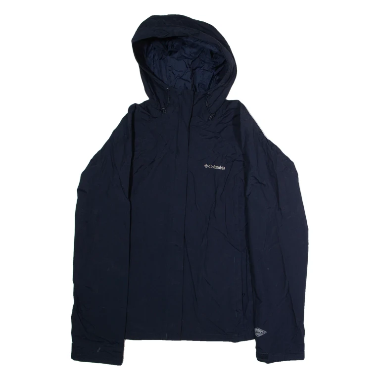 COLUMBIA Womens Rain Jacket Blue Nylon Hooded XL