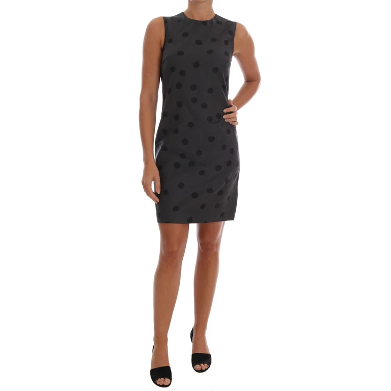 Dolce & Gabbana Gray Polka Dotted Sheath Wool Dress - Women