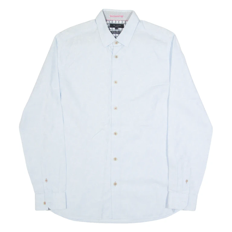 TED BAKER Mens Shirt Blue Floral Long Sleeve M