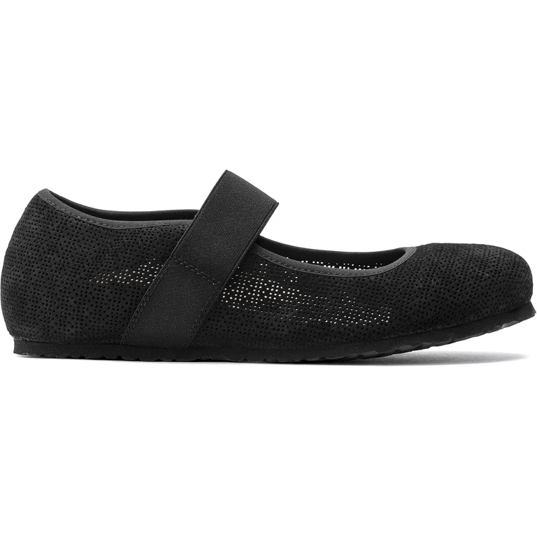 Women's Tess Suede Leather Black Ballet Flats