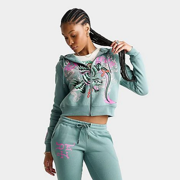 Women's Wings Fleece Full-Zip Hoodie in Seafoam Size: Small