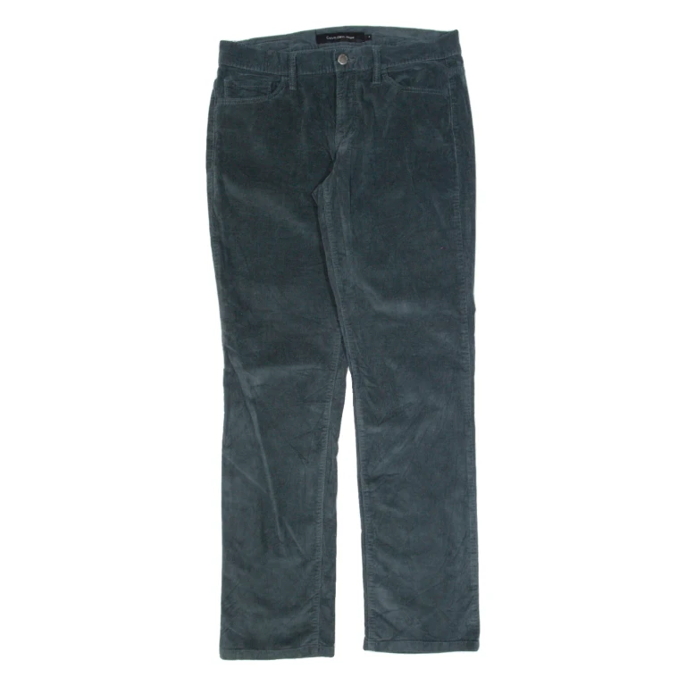 CALVIN KLEIN JEANS Womens Corduroy Trousers Grey Slim Straight W30 L30