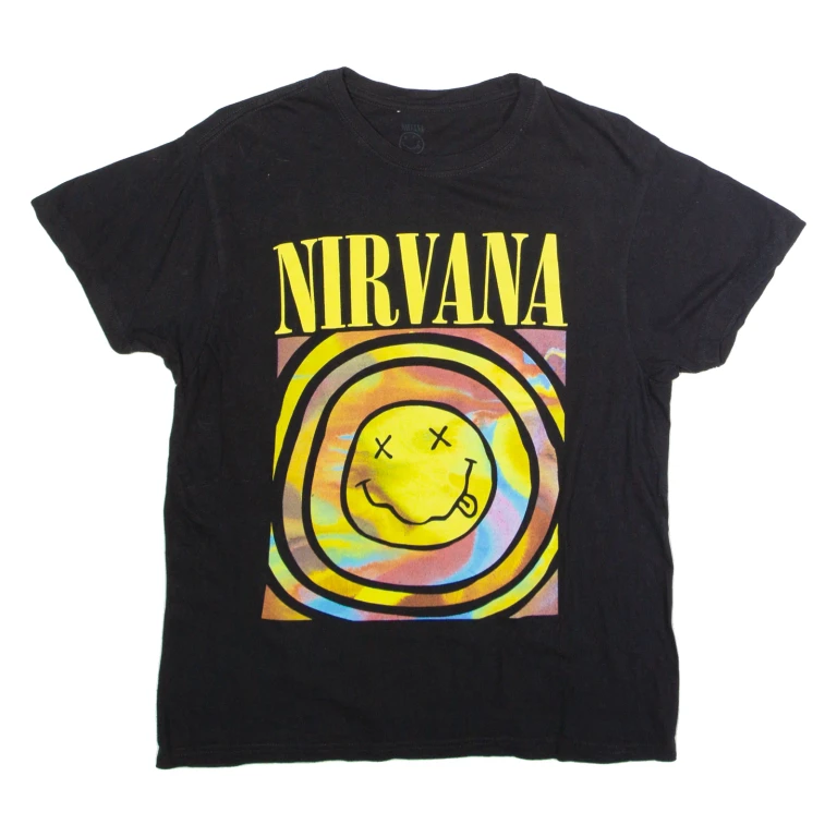 NIRVANA Mens Band T-Shirt Black Crew Neck M