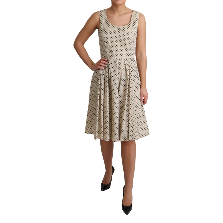 Dolce & Gabbana Beige Polka Dotted Cotton A-Line Dress - Women