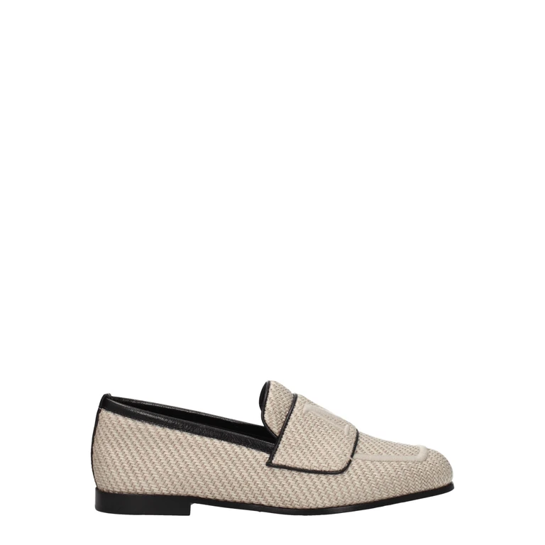 Beige Fabric Slip-On Loafers - Women