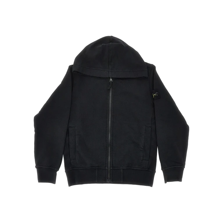 STONE ISLAND Sweat à capuche zippé en coton avec badge logo pour enfant 8 ans