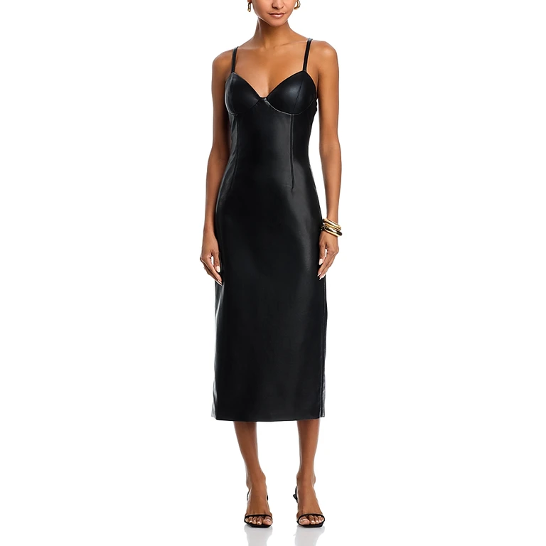 Faux Leather Strap Dress