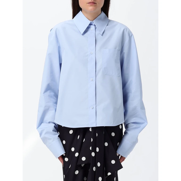 Pleated Relaxed Fit Cotton Shirt with Dropped Shoulders (211104610600002)