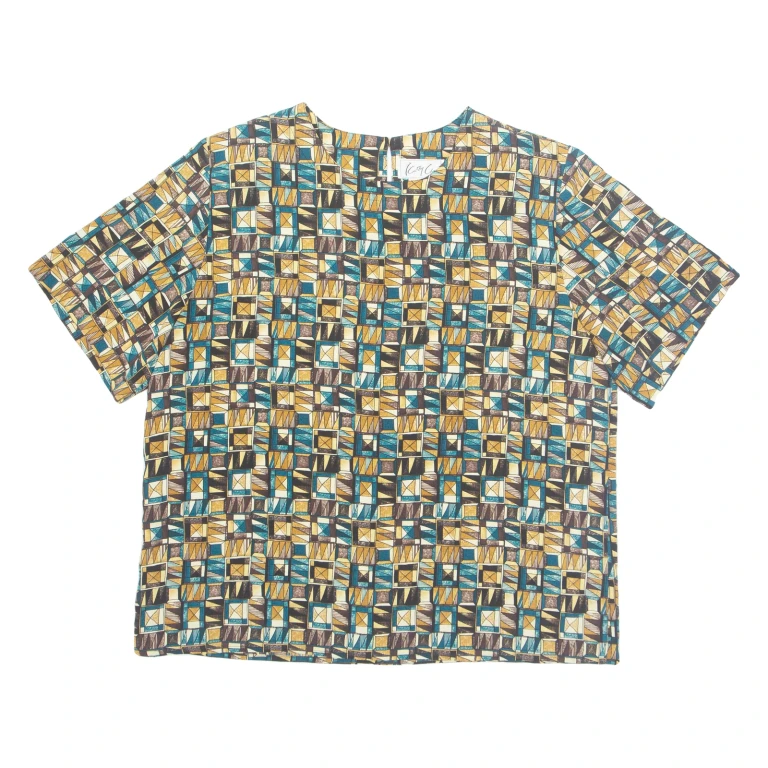 KATHY IKE Womens Printed Blouse Brown 90s Crazy Pattern L